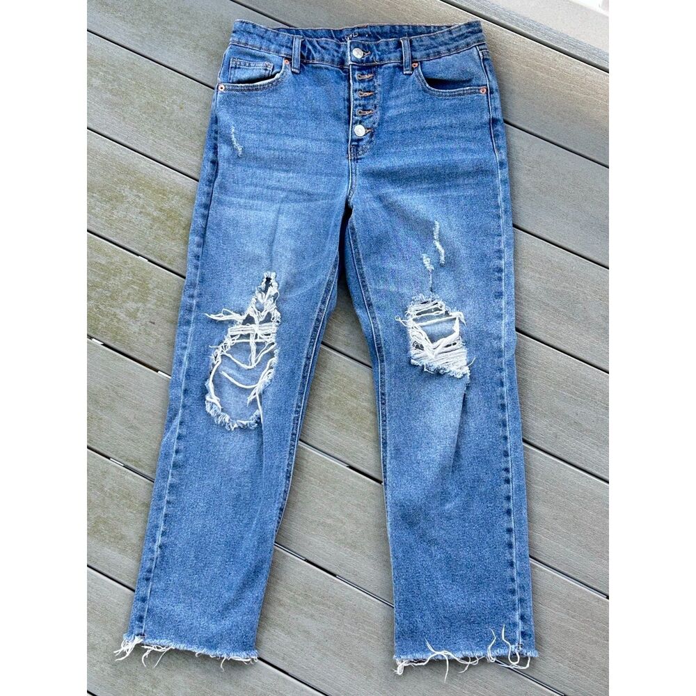 Wild Fable High Rise Distressed Straight Leg Jeans